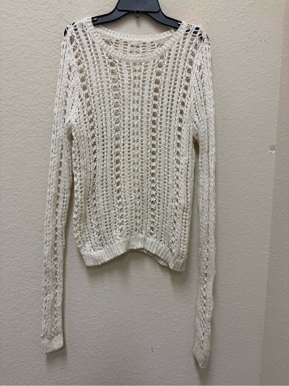 Hollister Open-Knit Cream Scoop Neck Sweater